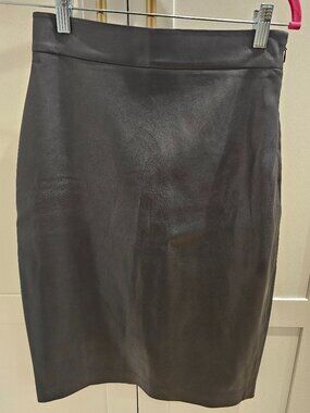 Susana Monaco Faux Leather Pencil Skirt in Black Size Small